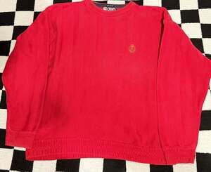 Vintage Chaps Ralph Lauren Red Herringbone Crewneck Sweater Size L